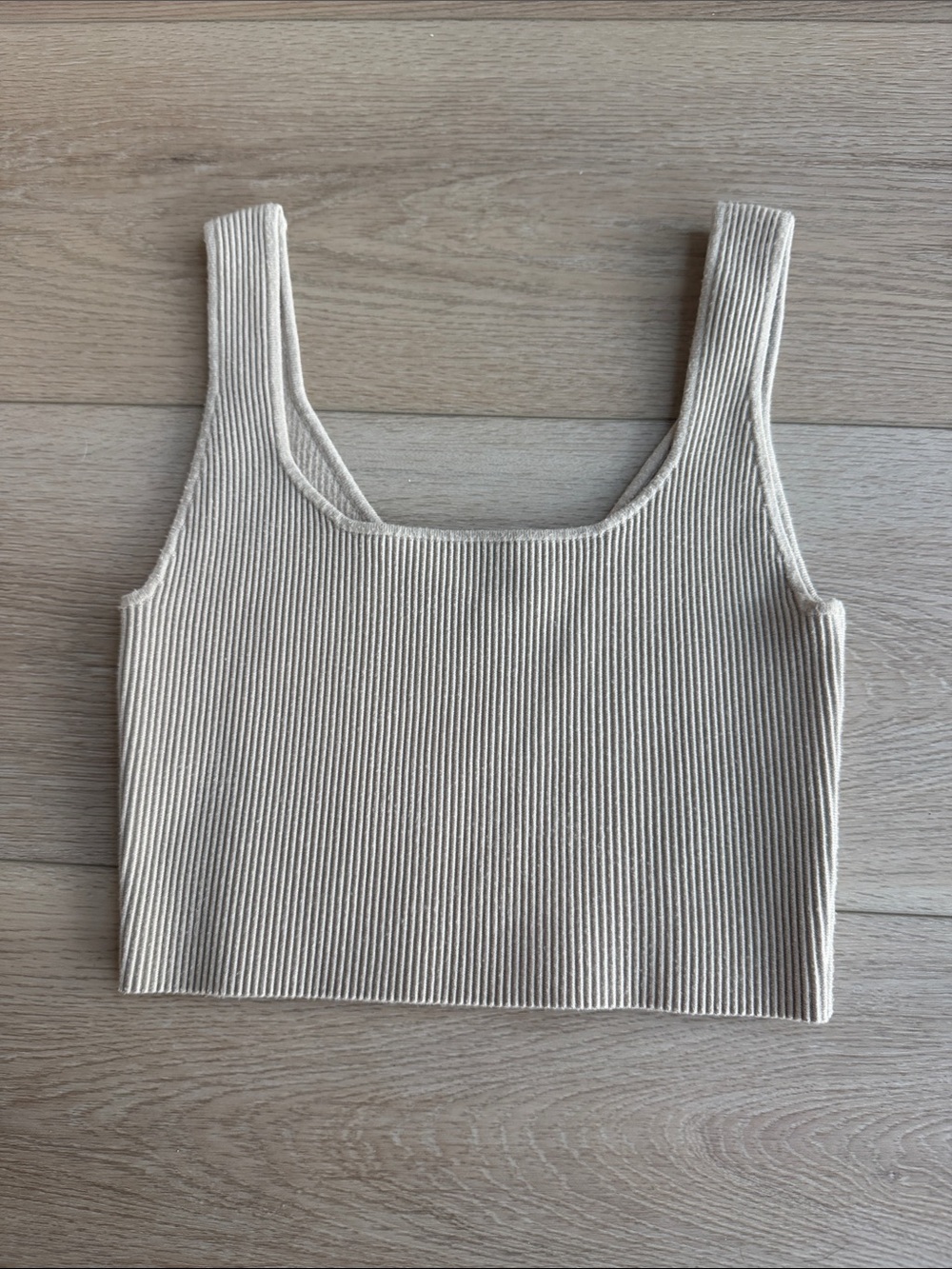 Abound Ribbed Square-Neck Crop Tank - Beige